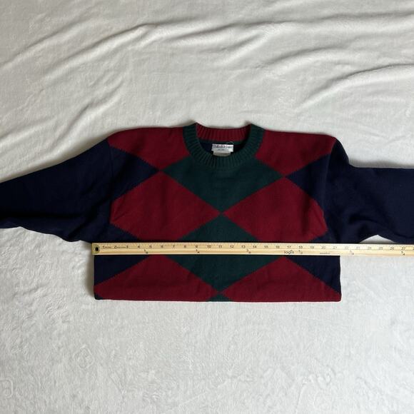 Men's Scottish Wool Argyle Sweater Size M Multicolor Academia Preppy Grandpacore - Picture 5 of 7